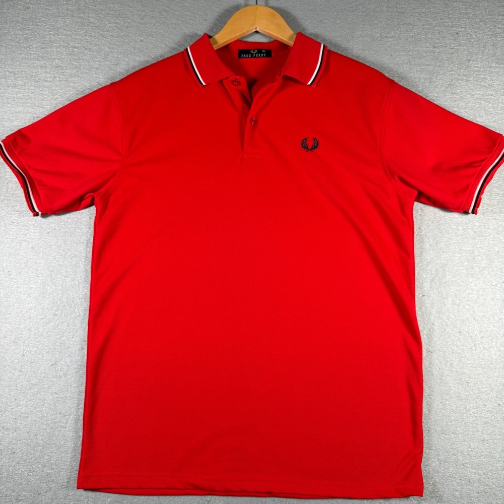 Fred Perry Mens Red Twin Tipped Cotton Pique Polo Shirt Short Sleeve Logo